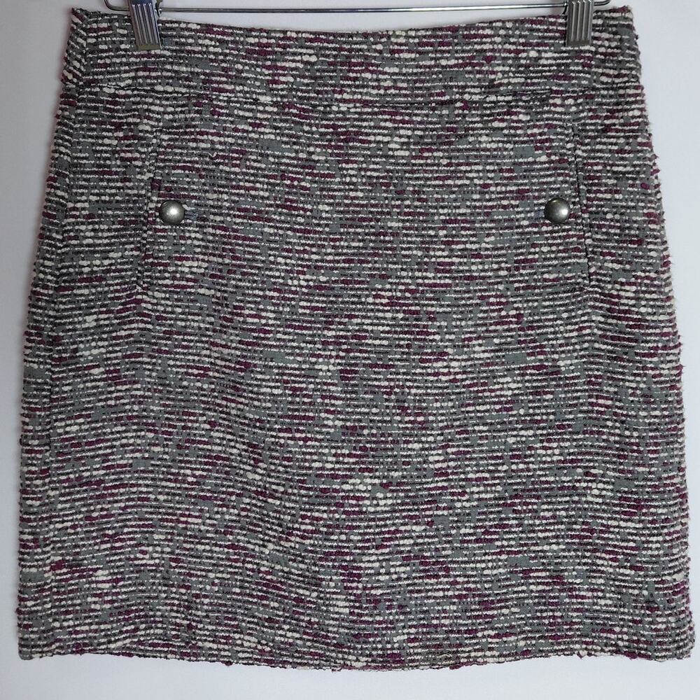 LOFT PETITES Tweed Skirt Multicolor Solid Lined Women Size 4P